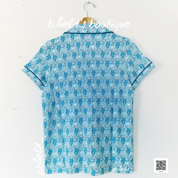 Roller Rabbit Star Monkey Polo Pajamas in Blue Size Small (S) Brand New NWT - Picture 8 of 16